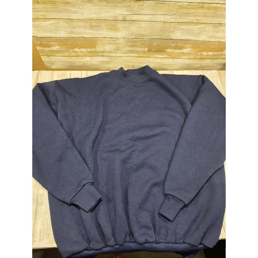 Vintage Hanes Activewear Sweatshirt Navy Blue Mock Neck Mens XL